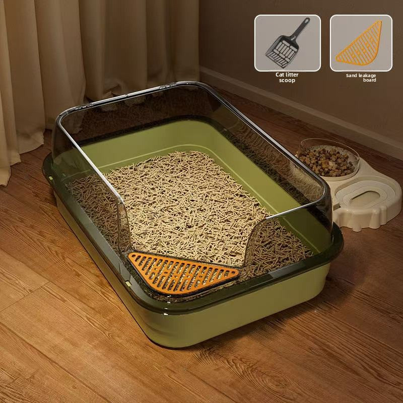 Semi-Enclosed Cat Litter Box for Large Cats, Anti-Splash Design