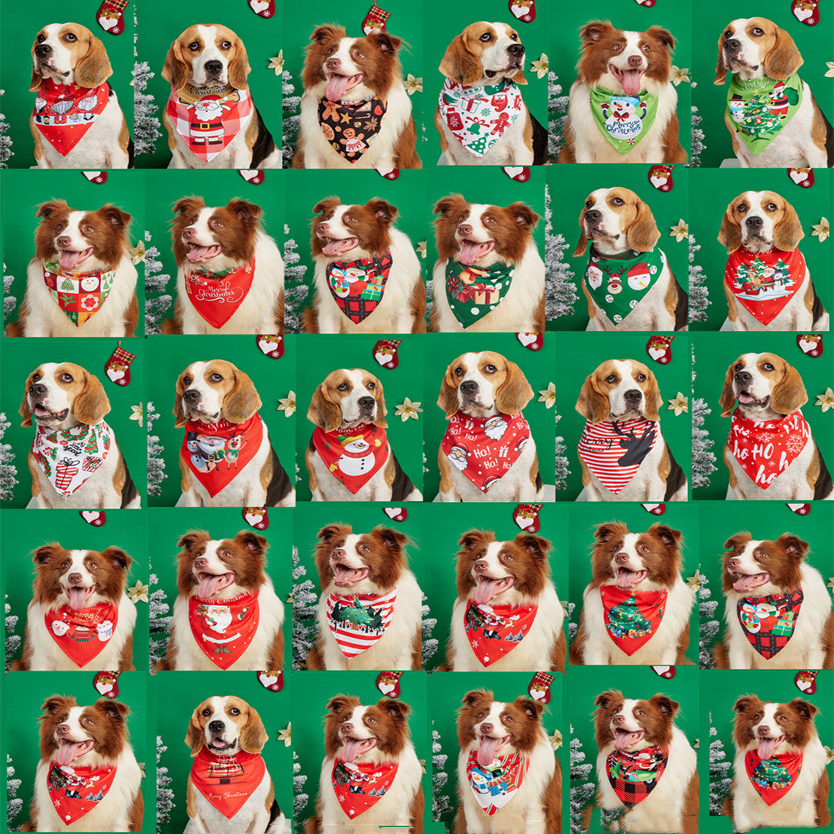Cartoon print pet bandana for dogs and cats in Design 1, front view