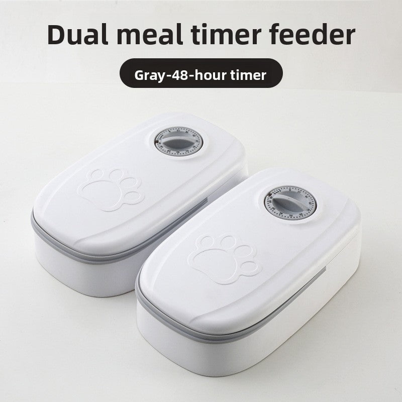 Timed Automatic Pet Feeder with Dry and Wet Food Compartments for Dogs and Cats