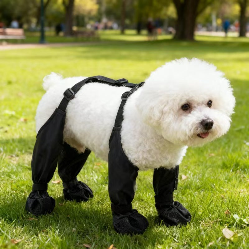 Black waterproof dog boots with anti-slip soles, product image 2
