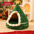 Christmas tree shaped plush cat bed with fleece lining, product image 4