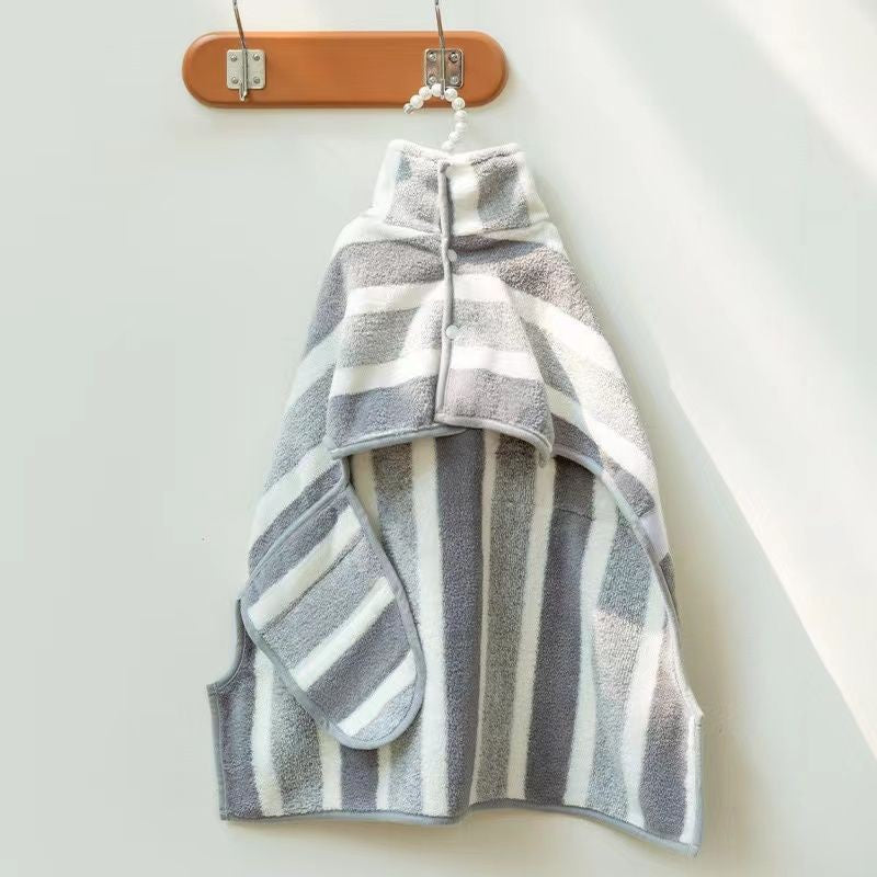 Absorbent Dog Bathrobe Towel, Coral Fleece Quick Dry Striped Wrap