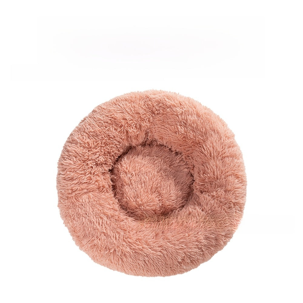 Non slip round long plush donut dog bed, view 36