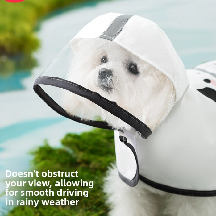 Waterproof rain poncho for small dogs in Dalmatian, side view