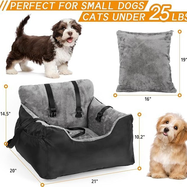 Burgundy pet car seat cover and bed for travel
