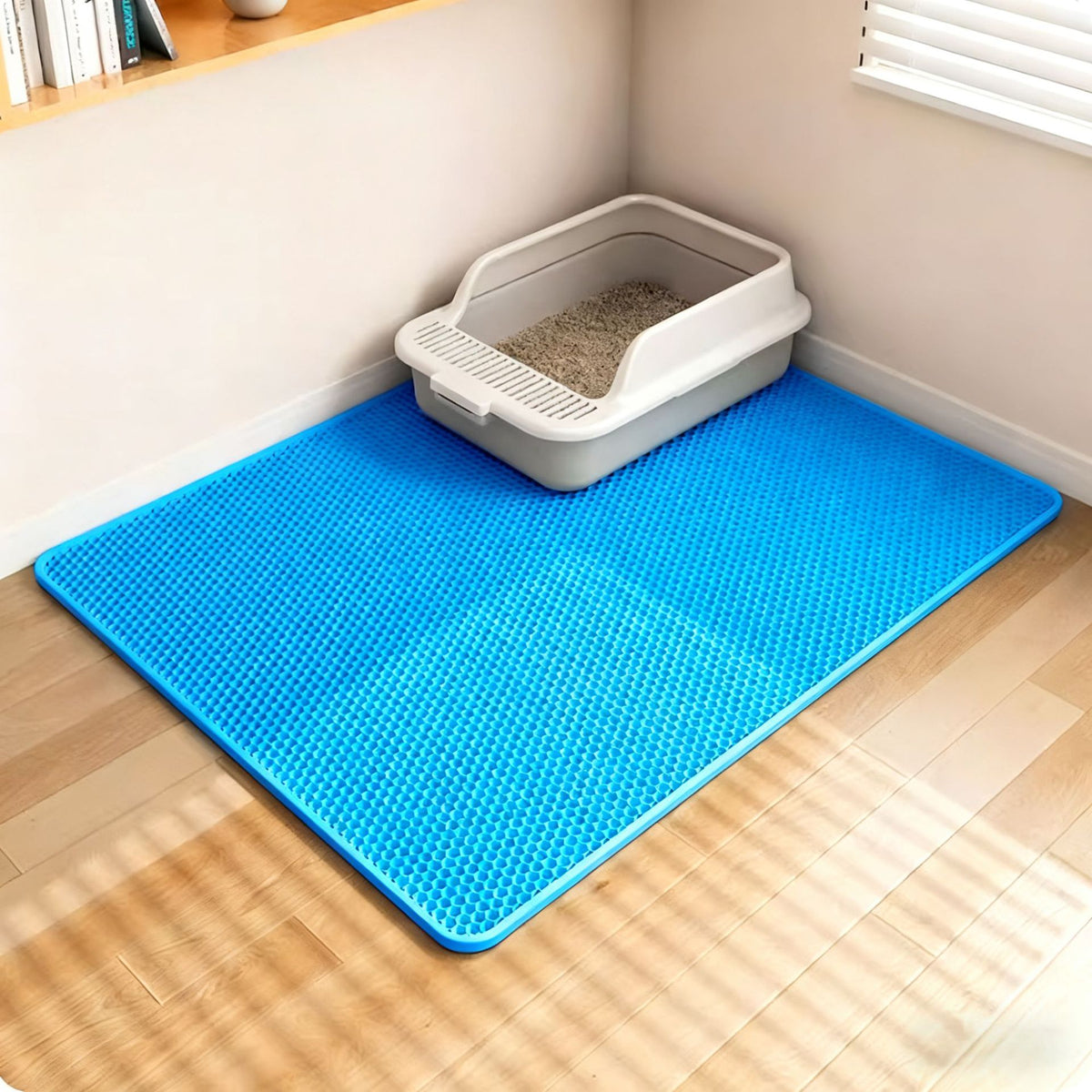 Waterproof Cat Litter Mat with Hexagonal Holes, Wear-Resistant EVA