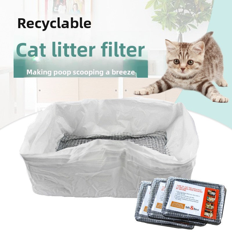Disposable Cat Litter Box Filter Bags 10 Pack, Mesh Sifting