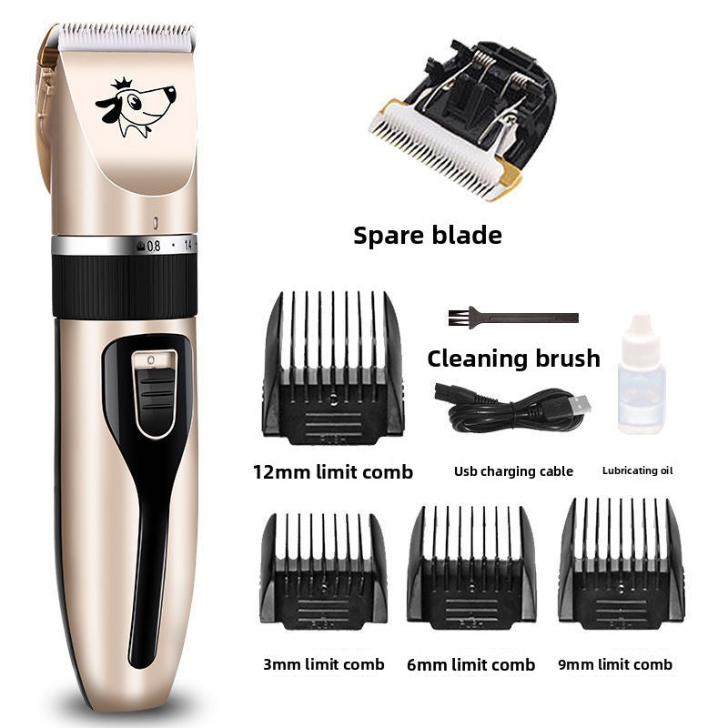 Pet Hair Clipper Set with 4 Limit Combs, Rechargeable Dual Voltage