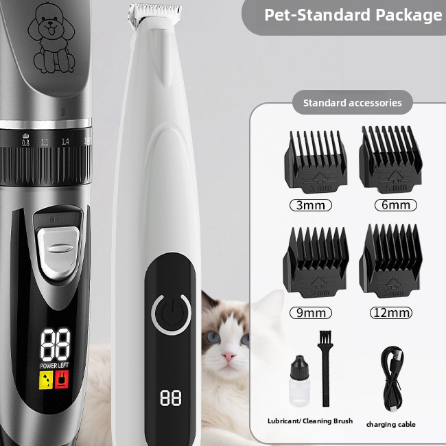 Rechargeable Pet Hair and Paw Trimmer with Dual LCD Display