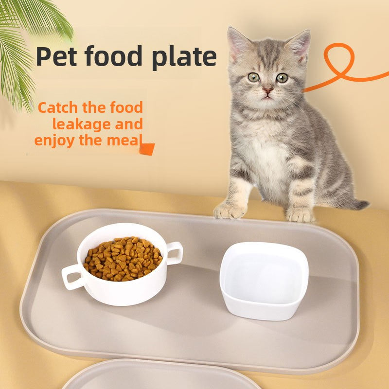 Foldable Non-Slip Silicone Pet Feeding Mat for Single or Double Bowls, Easy to Clean