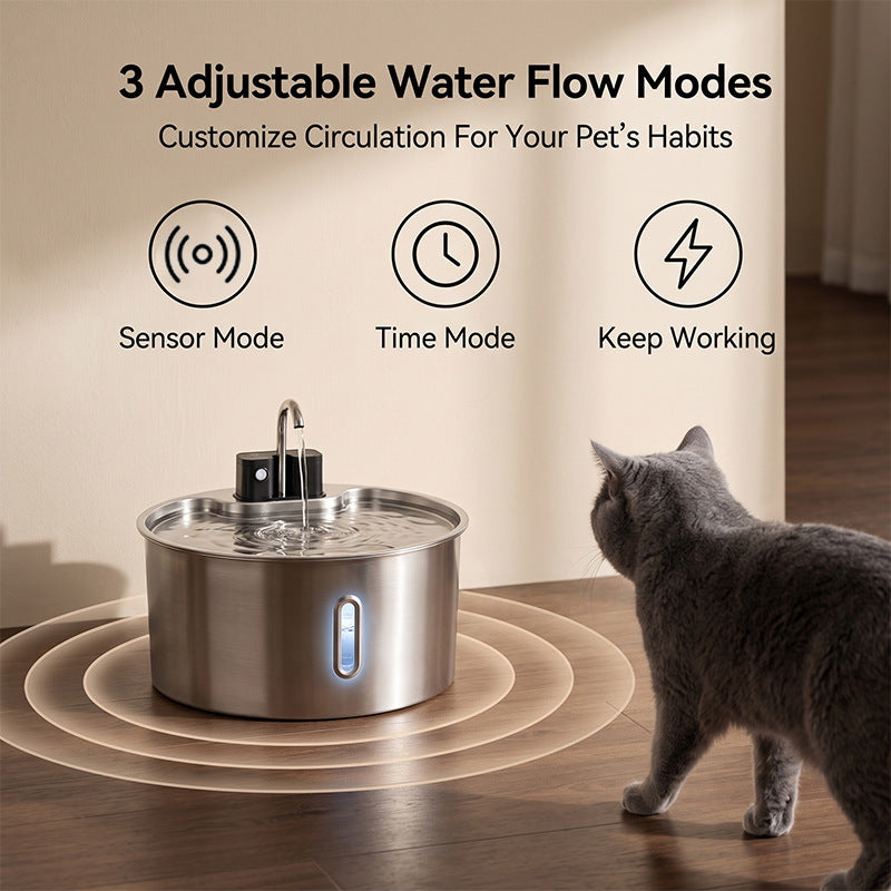 7L Stainless Steel Pet Water Dispenser with Infrared Sensor, Quiet Pump and USB Power