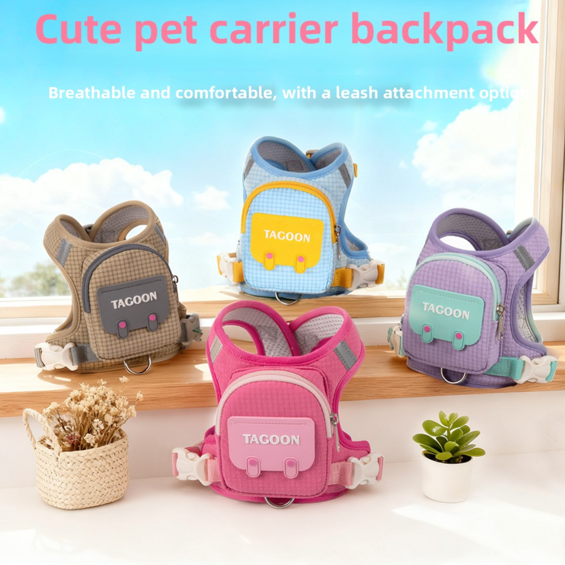 Dog harness with mini backpack and lead, product image 2