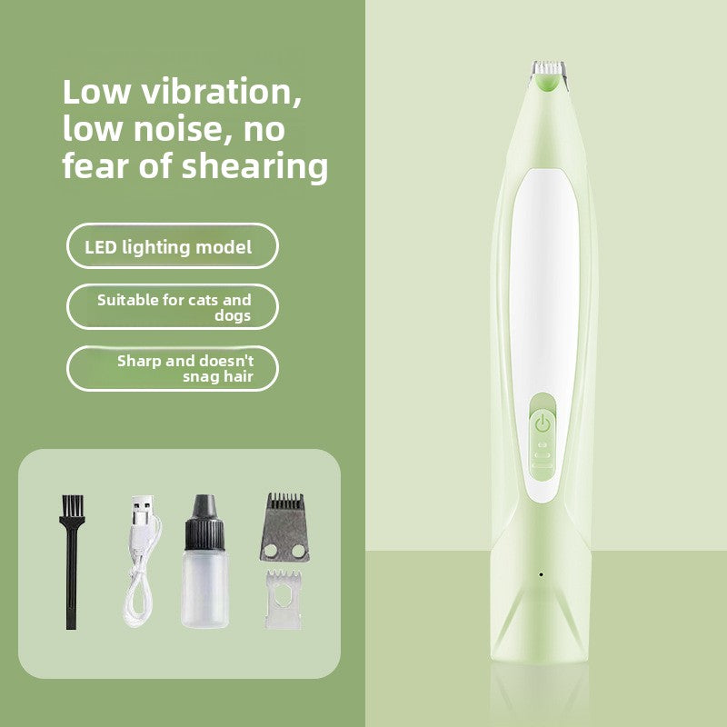 Cordless Dog Paw Trimmer with LED Light and Rounded Safety Blades