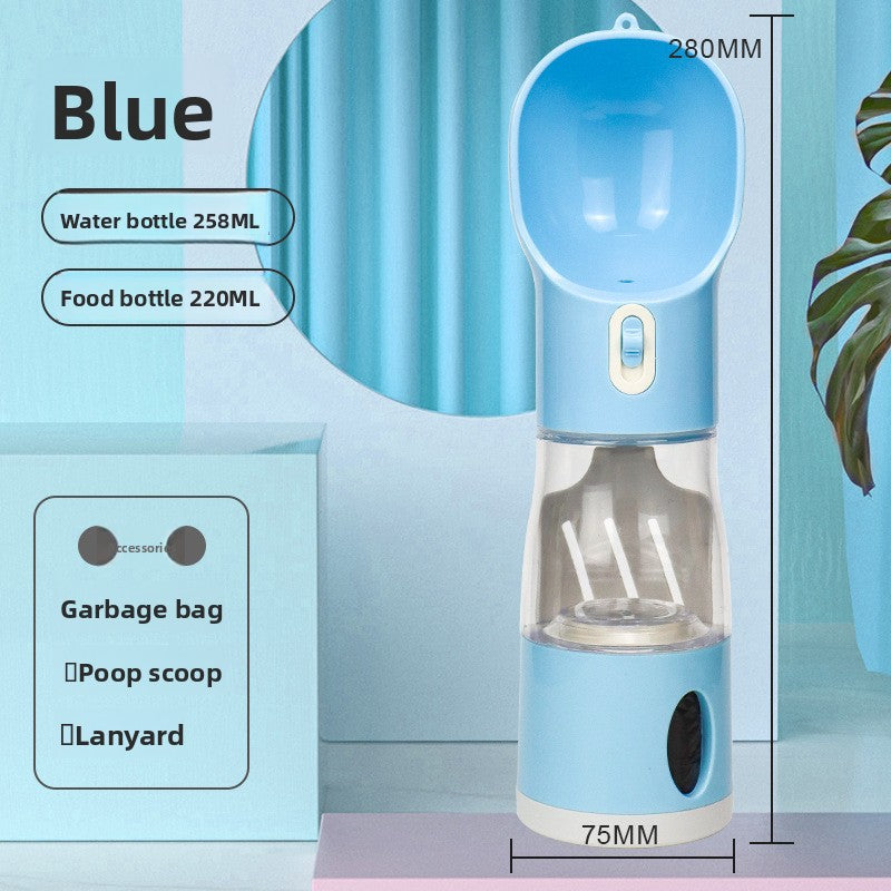 Portable Pet Water Bottle with Detachable Bowl and Carry Strap for Dogs and Cats