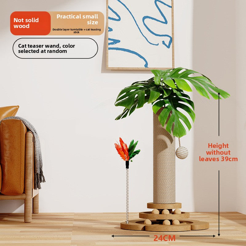 Plant style sisal cat scratching post with leaves, photo 7 of 19