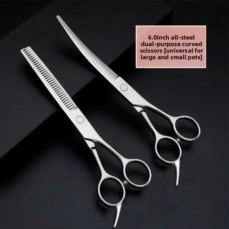 Pet Grooming Scissors Set, Curved, Straight and Thinning Shears