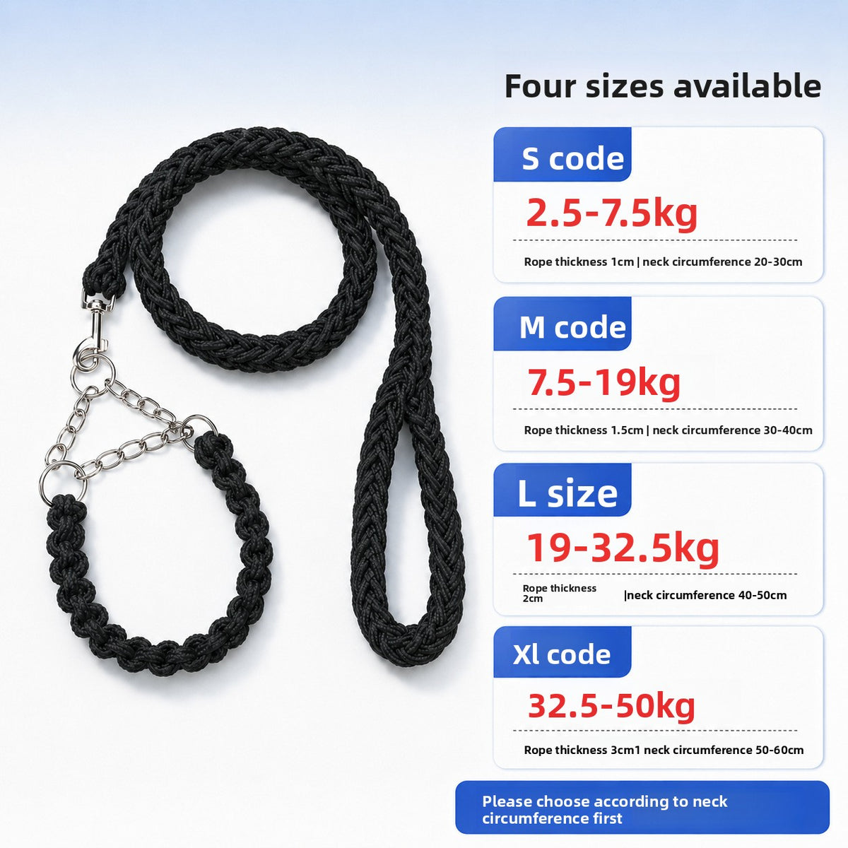 Braided nylon rope dog lead, ideal for walks, training and hiking