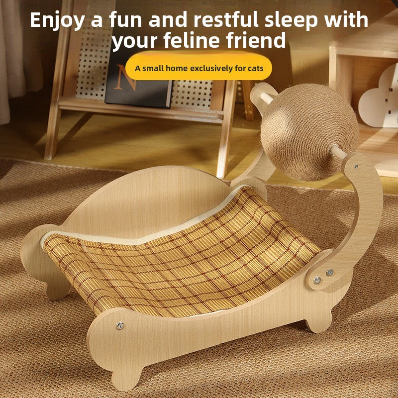 Corrugated cardboard cat scratcher rocking lounge with mat, photo 23 of 29
