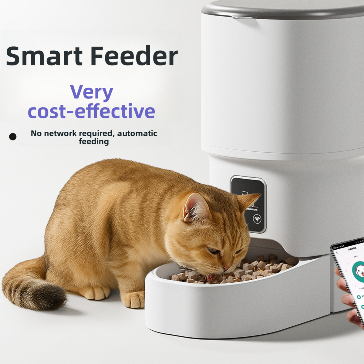 Smart Wi-Fi Automatic Pet Feeder with 4L Capacity, Timer, App Control and Optional Camera