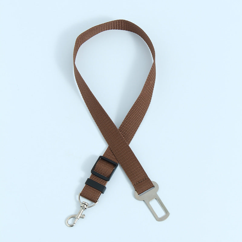 Nylon dog car seat belt lead in navy blue