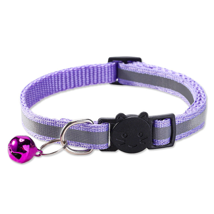 Reflective breakaway cat collar with bell in lake blue, view 14