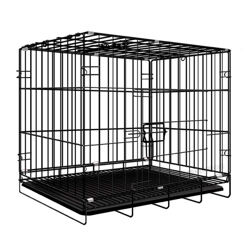 Blue foldable metal pet cage with removable tray, photo 3