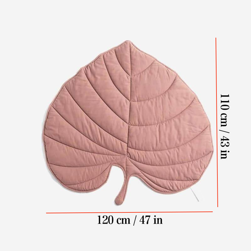 Leaf-shaped padded pet mat for cats and dogs, further angle view