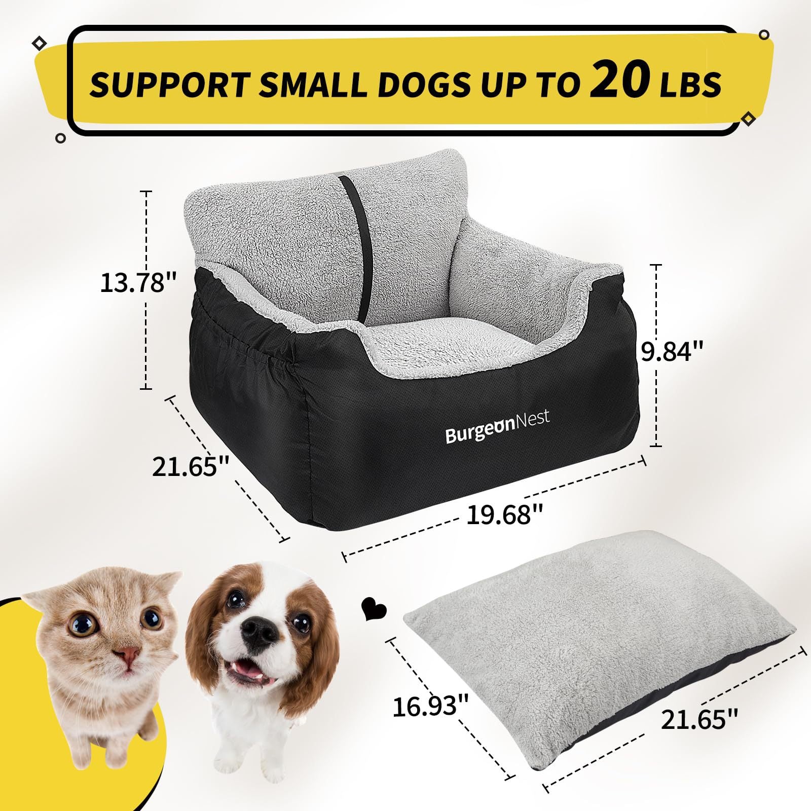 Reversible waterproof pet cushion bed for dogs and cats, detail photo 3