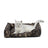 Durable padded pet bed in bold print, close-up detail view