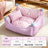 Semi-enclosed sofa style cat bed with striped poodle print, product image 7