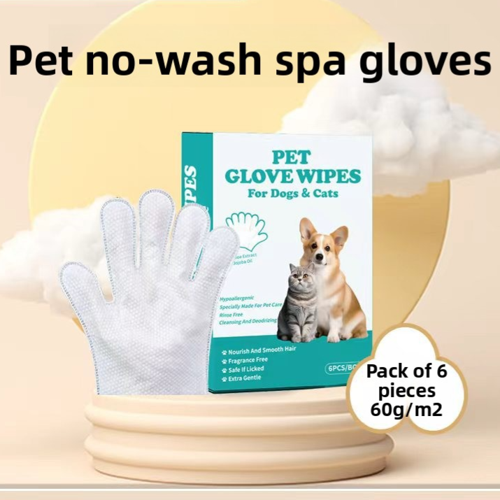 Pet Grooming Wipes and Disposable Gloves Kit for Cats and Dogs