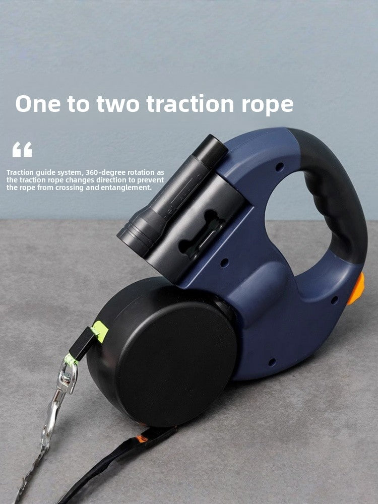 Tangle free twin retractable lead with comfortable handle