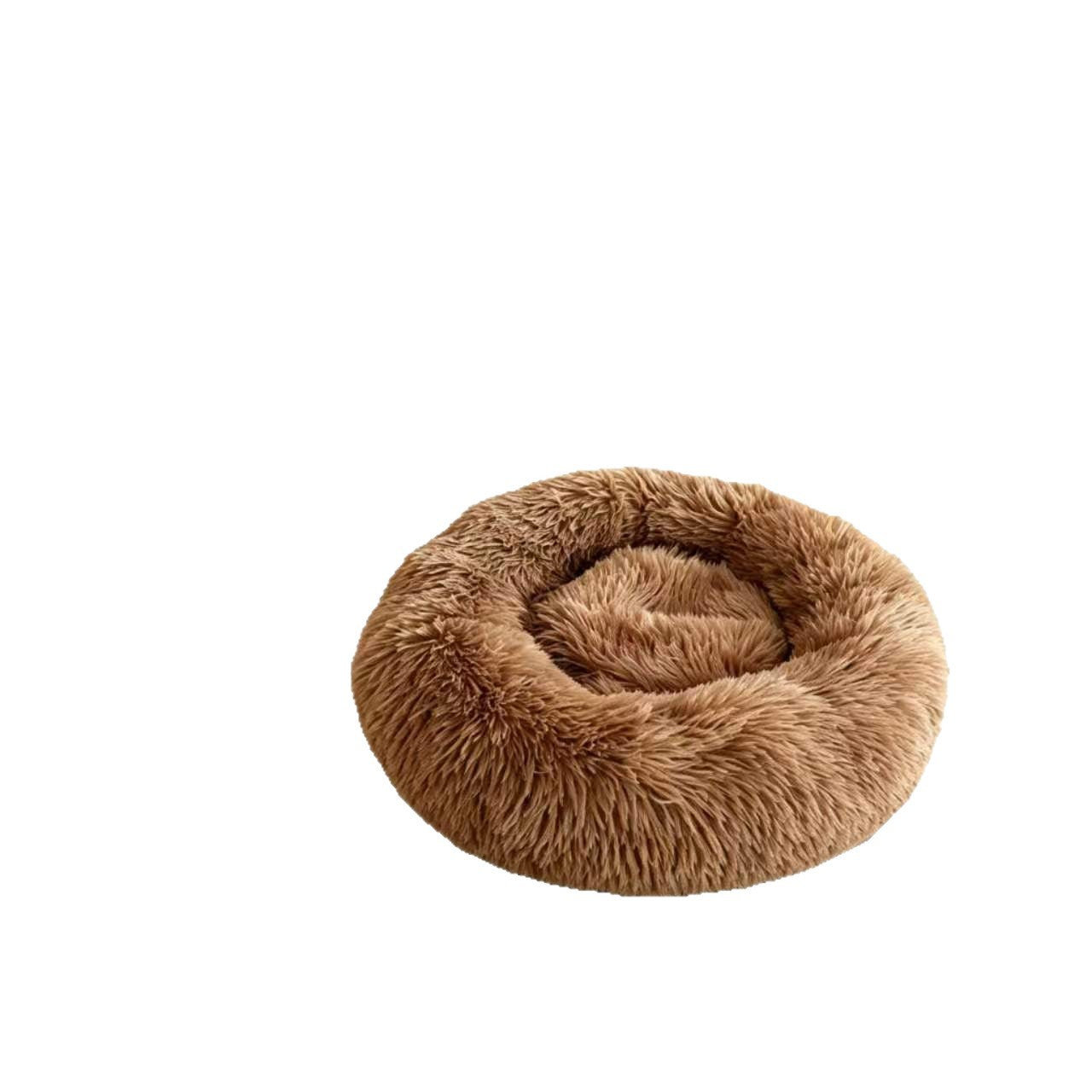 Round fluffy plush pet bed for dogs and cats, photo 5 of 20