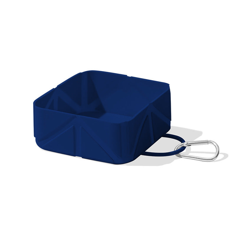 Foldable Food-Grade Silicone Pet Bowl with Carabiner Clip for Camping and Travel