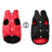 Reversible high collar dog winter vest in Red and Black, showing size and shape