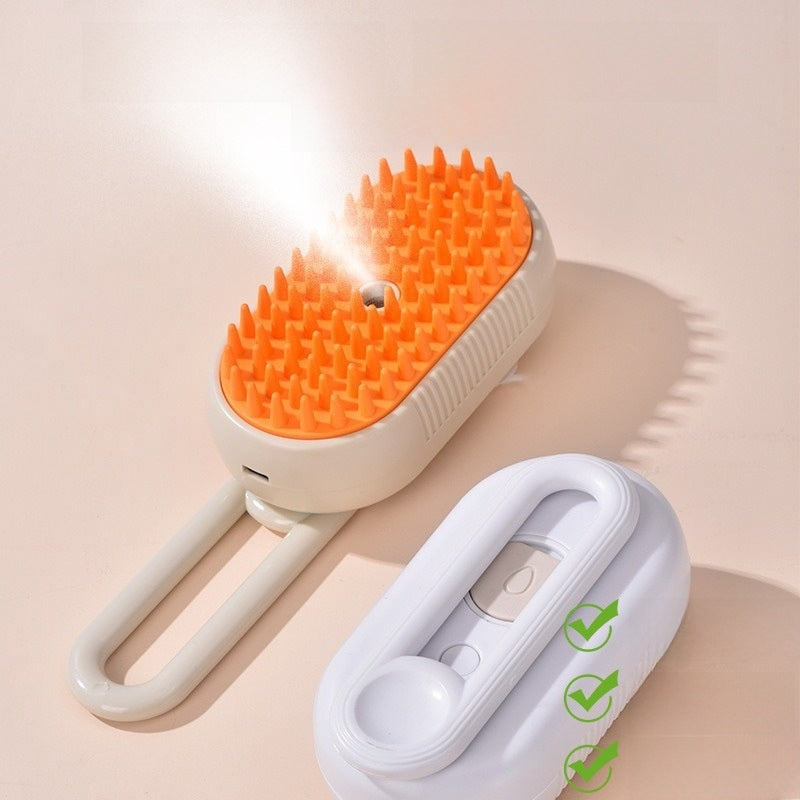 USB Mist Pet Grooming Brush with Handle, Anti-Flyaway Comb