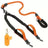 Tangle free two dog lead with poo bag holder in orange