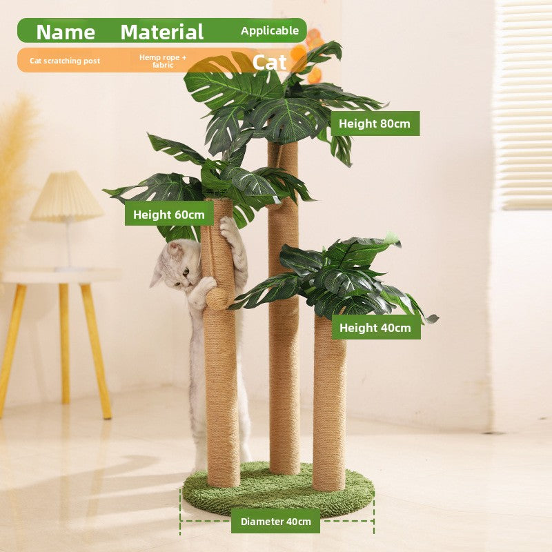 Plant style sisal cat scratching post with leaves, photo 17 of 19