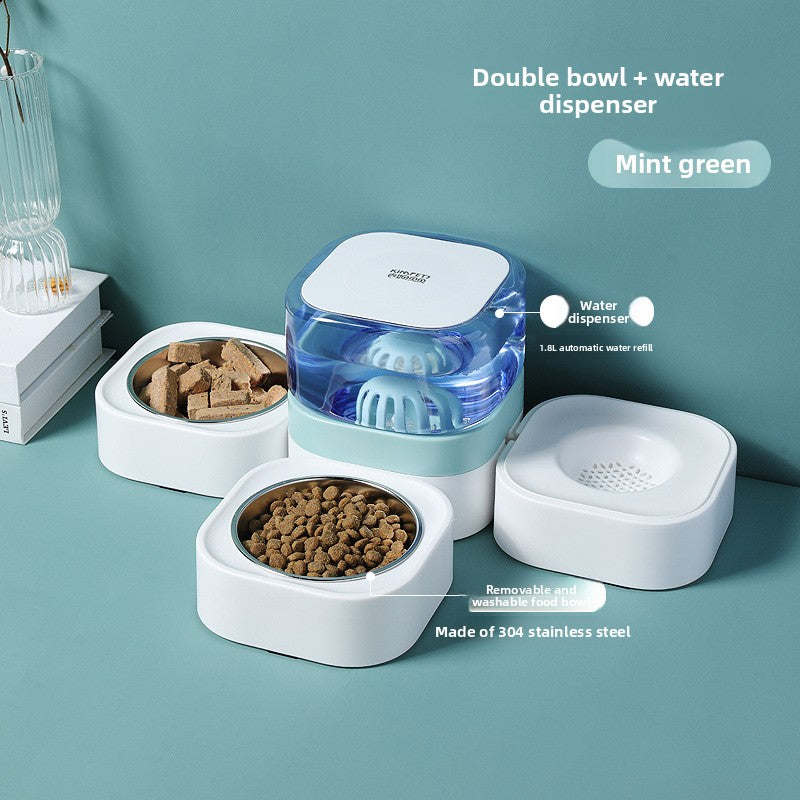 Elevated Double or Triple Pet Food and Water Bowl with Anti-Spill Base for Cats and Dogs