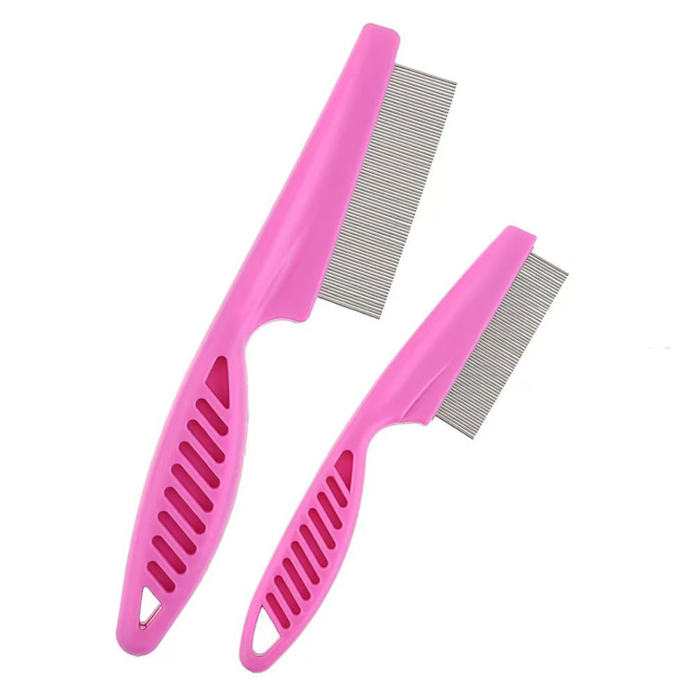 Fine-Tooth Steel Flea Comb with Rounded Pins and Comfort Grip