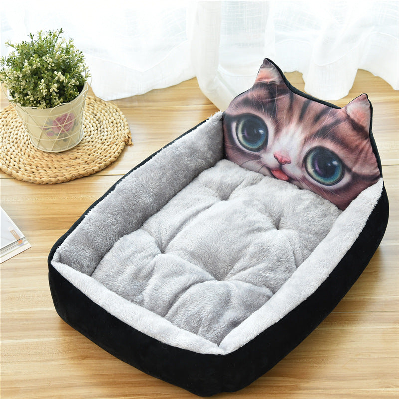 Cartoon Animal Pet Nest Bed, Soft Padded Mat for Cats and Dogs
