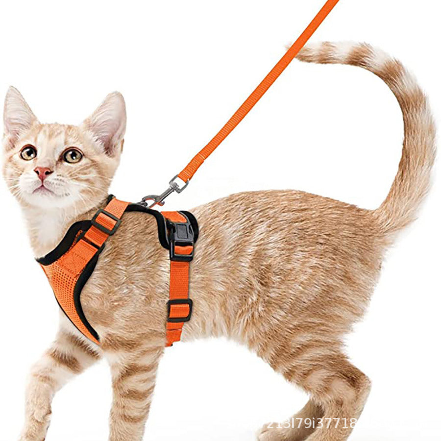 Mesh pet harness sets shown in eleven colours
