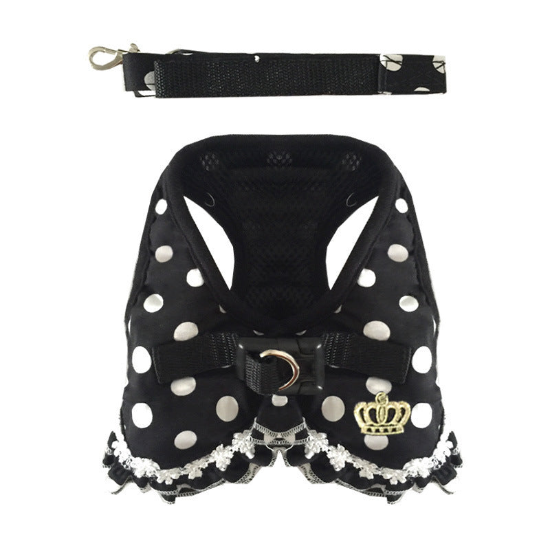 Wave dot vest harness with lead in 2 colour options