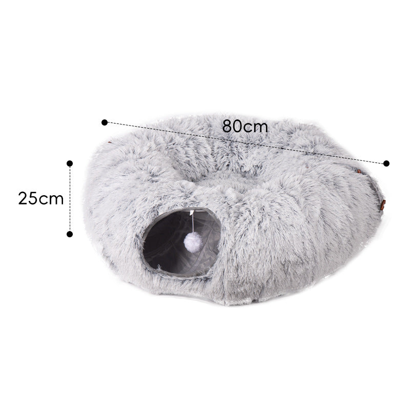 Foldable plush cat tunnel bed and play tunnel, view 5