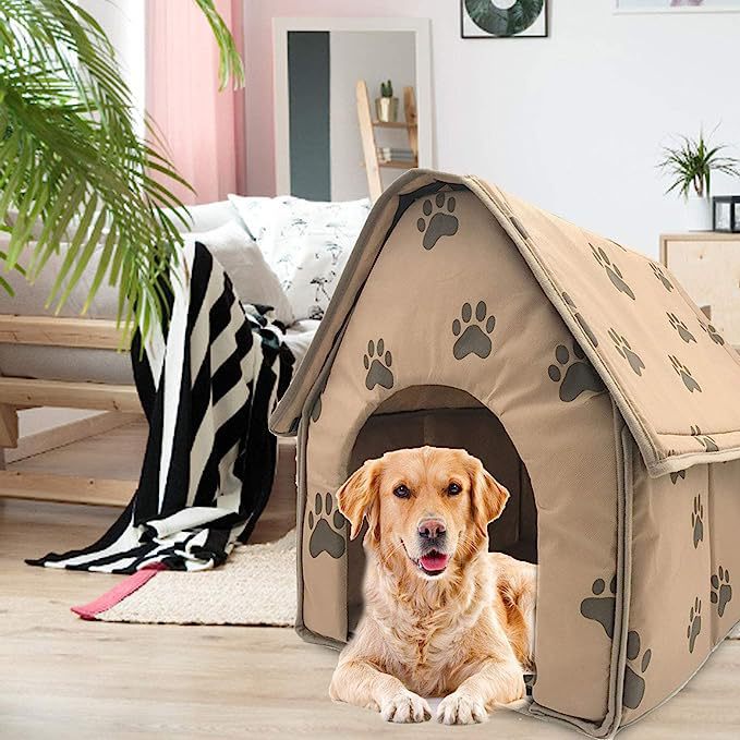 Foldable khaki pet bed for dogs and cats, detail photo 4