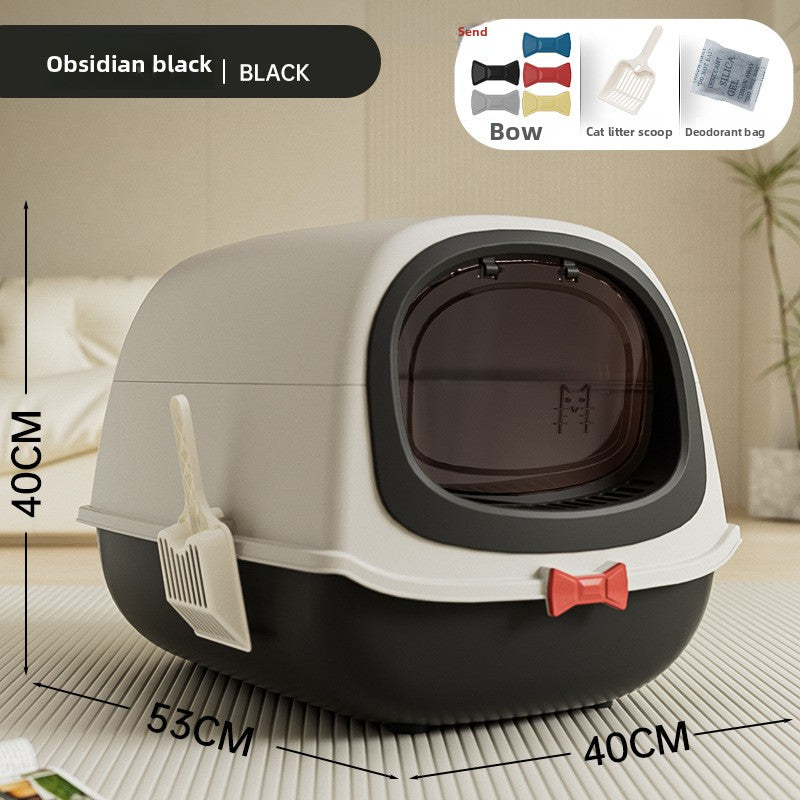 Modern Enclosed Cat Litter Box with Butterfly Entrance, UV Option