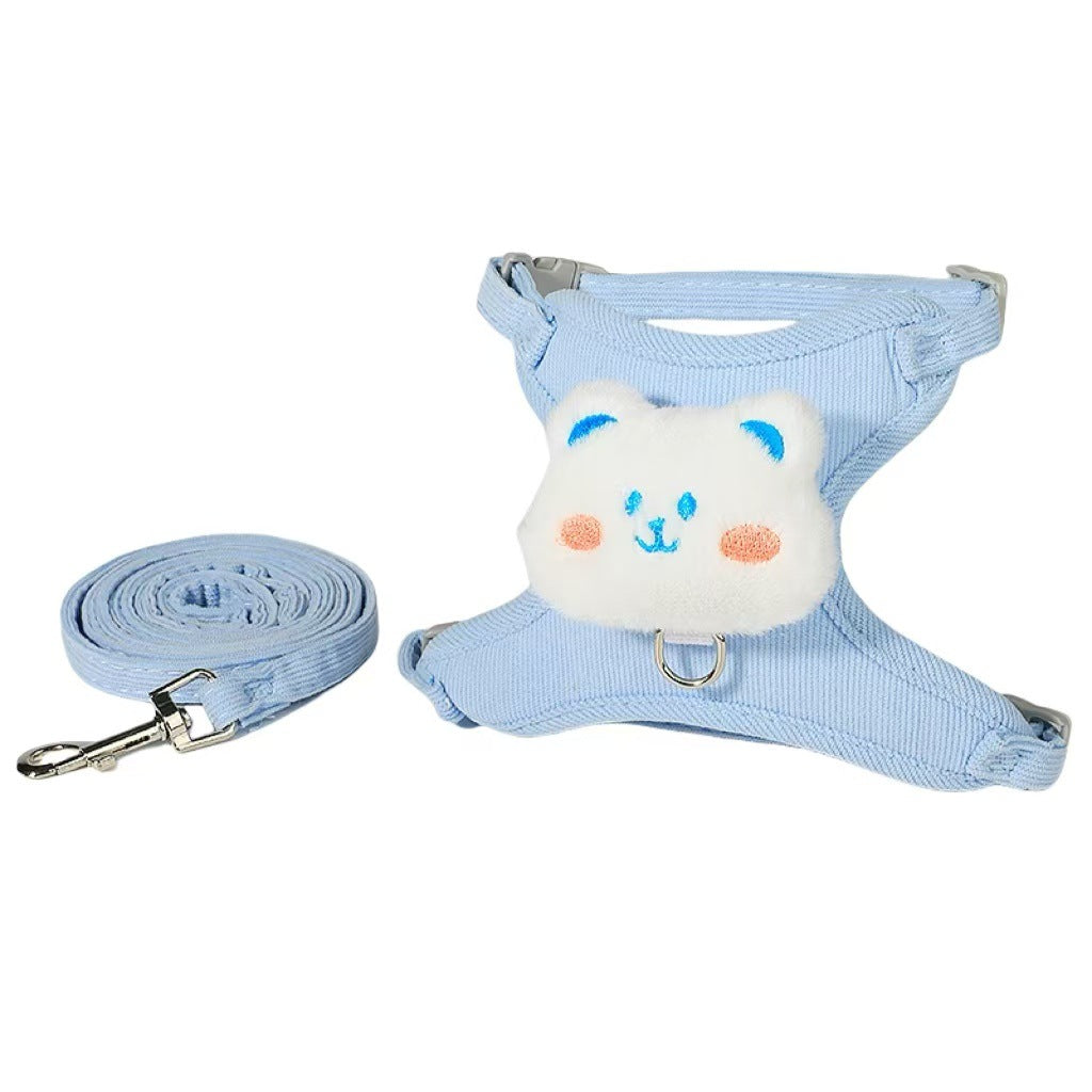 Corduroy cat and small dog harness with pink rabbit design, product image 5