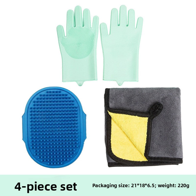 Silicone Pet Grooming and Bath Gloves Set, Anti-Scratch Protection