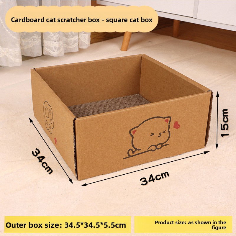 Cardboard cat house with built-in scratching board, product detail photo