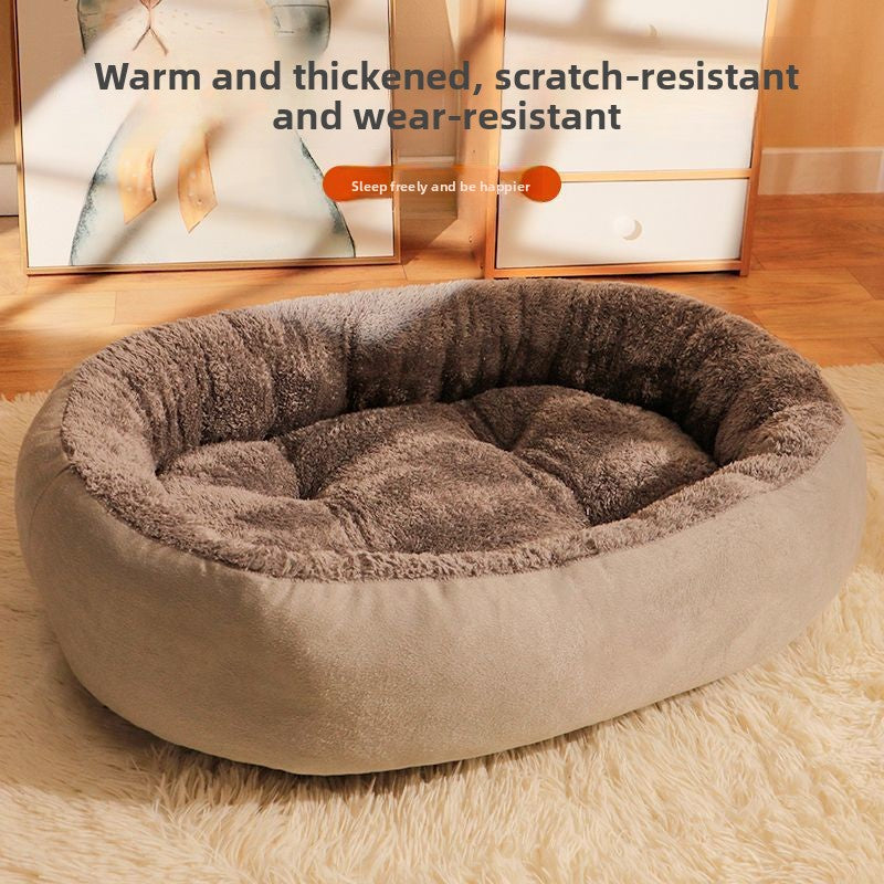 Oval Nest Dog Bed for All Seasons, Soft Pet Sleeping Pad